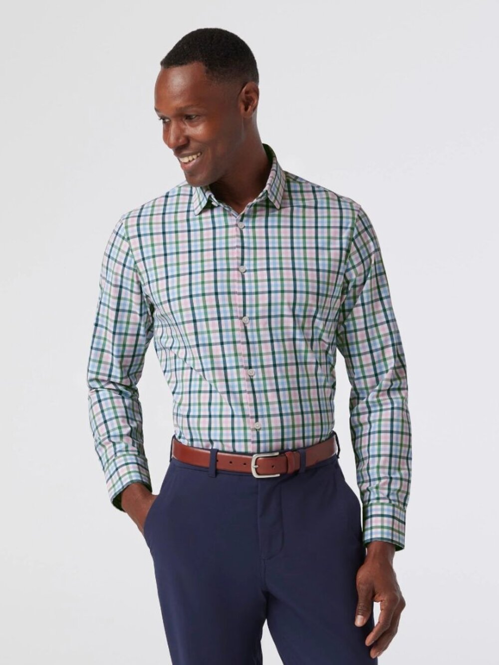 Leeward Long Sleeve Dress Shirt Classic Fit - Leaf Coastal Plaid